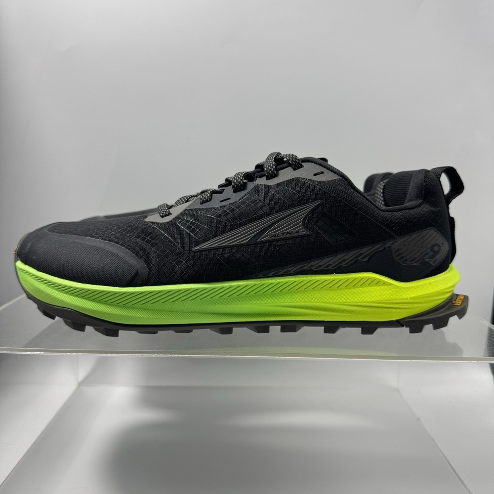 Brand New Altra Lone Peak 9 AL0A85RG88D Black Green Men's Size 10.5 SAMPLE